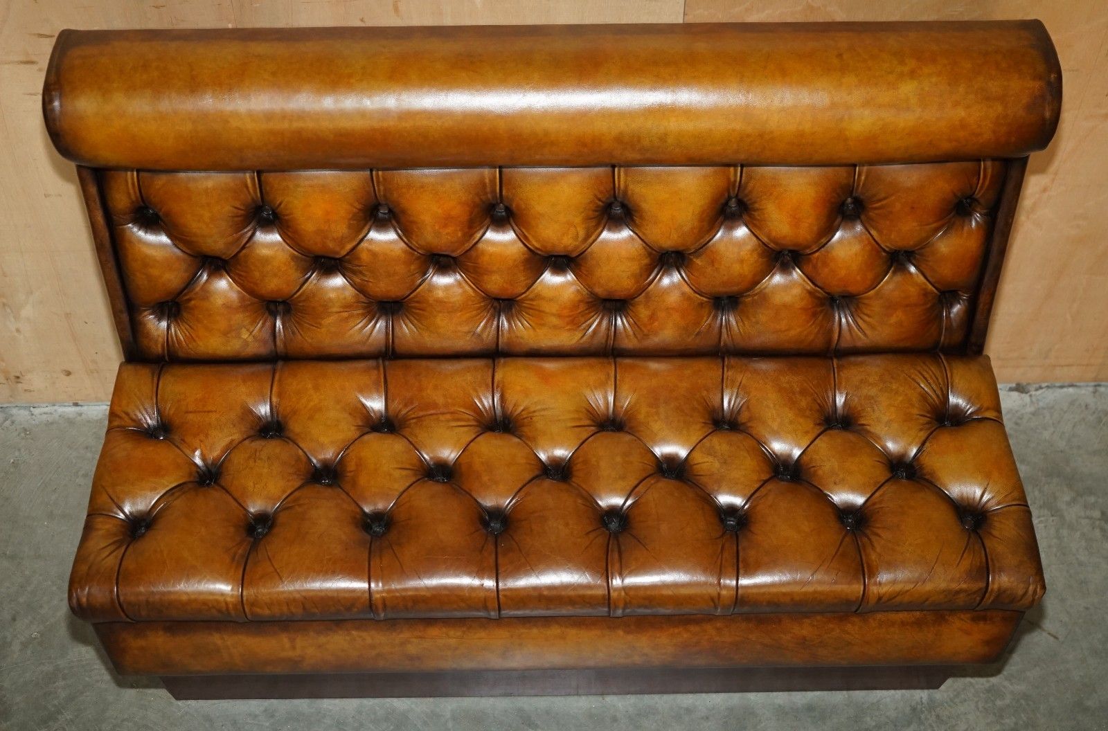 Pair Of Restored Antique Victorian Chesterfield Leather Snooker Hall Pub Benches photo Furniture