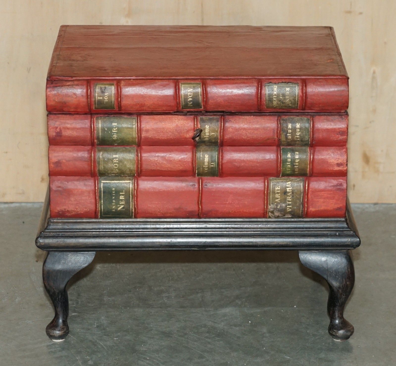 Matched Pair Of Antique Victorian Faux Book Side End Lamp Wine Storage Tables photo Furniture