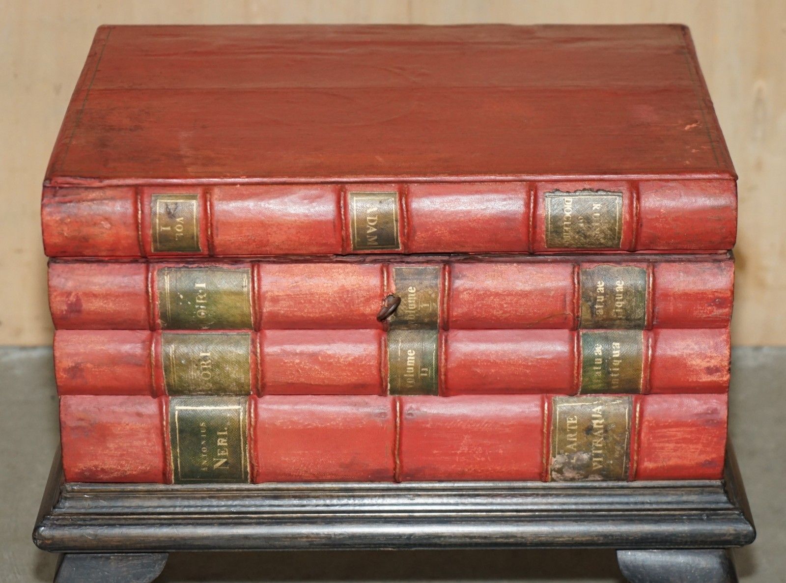 Matched Pair Of Antique Victorian Faux Book Side End Lamp Wine Storage Tables photo vinterior