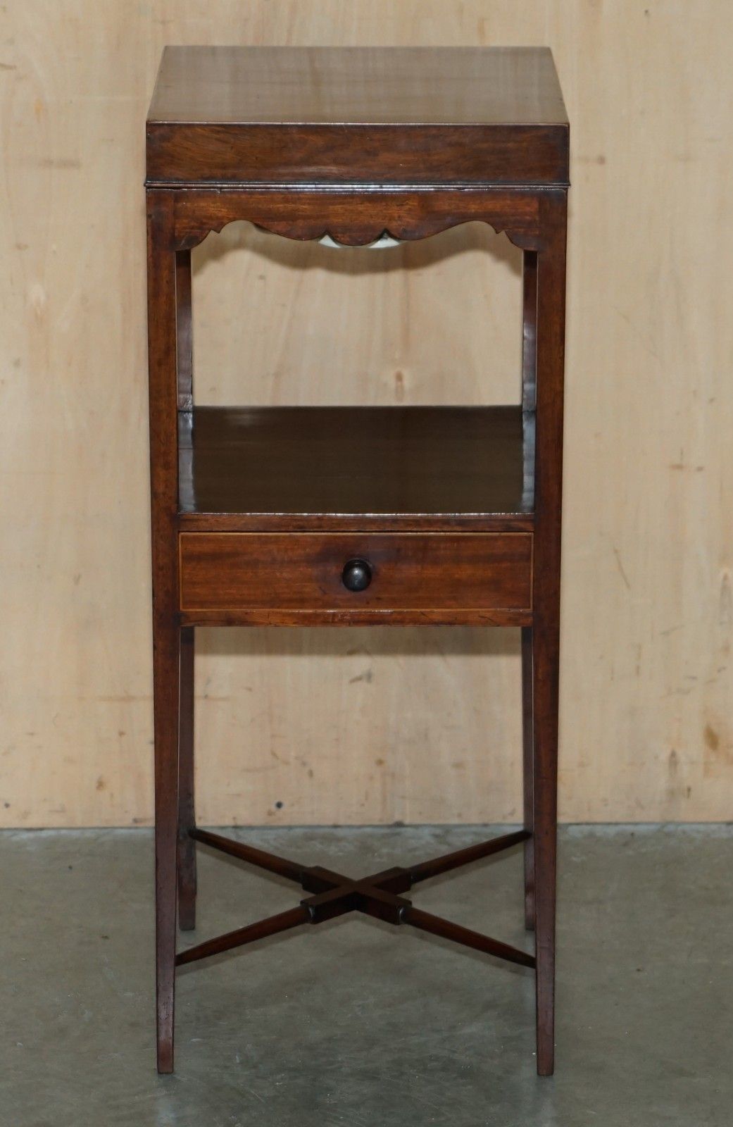 Antique Georgian Mahogany Wash Vanity Stand With J & Mp Bell Earthenware Bowl photo Furniture