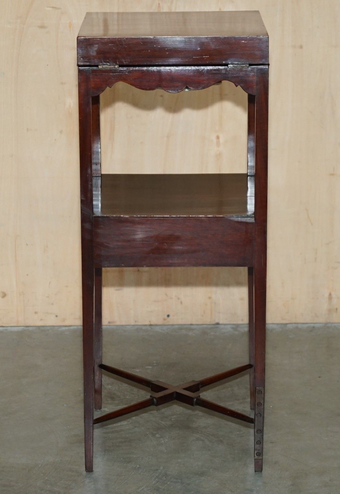 photo for sale Antique Georgian Mahogany Wash Vanity Stand With J & Mp Bell Earthenware Bowl