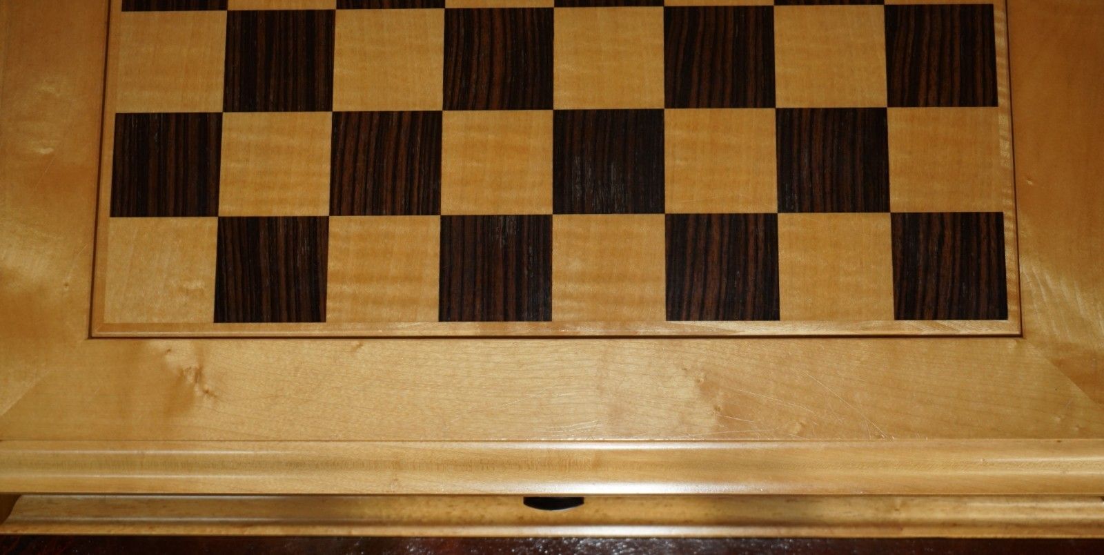 Rare Viscount David Linley Satinwood & Burr Walnut Chessboard & Backgammon photo vinterior
