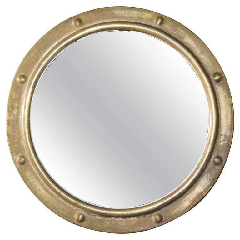 Fine & Collectable Antique Victorian Brass Framed Convex Butlers Wall Mirror