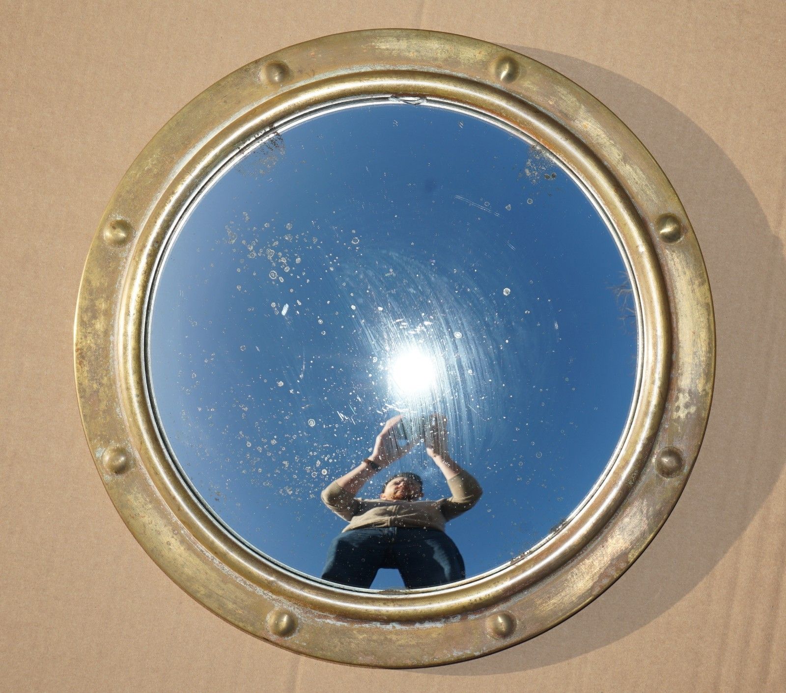 Fine & Collectable Antique Victorian Brass Framed Convex Butlers Wall Mirror photo furniture