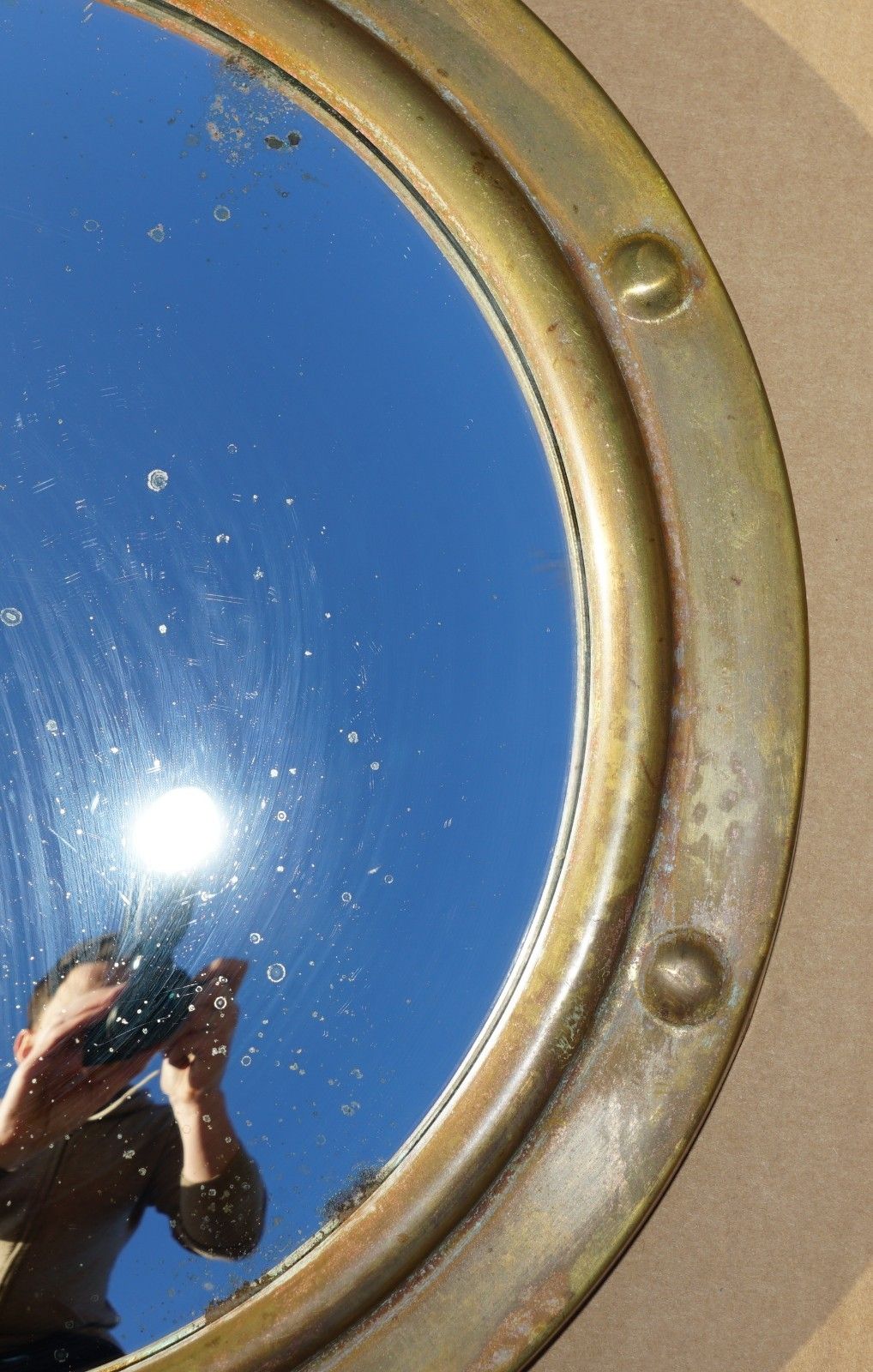 Fine & Collectable Antique Victorian Brass Framed Convex Butlers Wall Mirror photo Home Decor