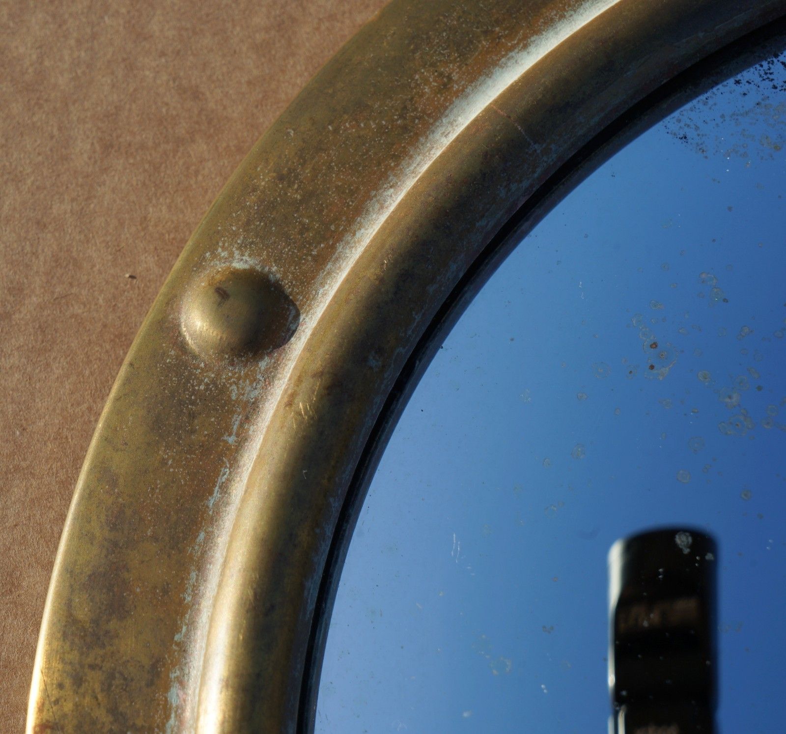 Fine & Collectable Antique Victorian Brass Framed Convex Butlers Wall Mirror photo buy