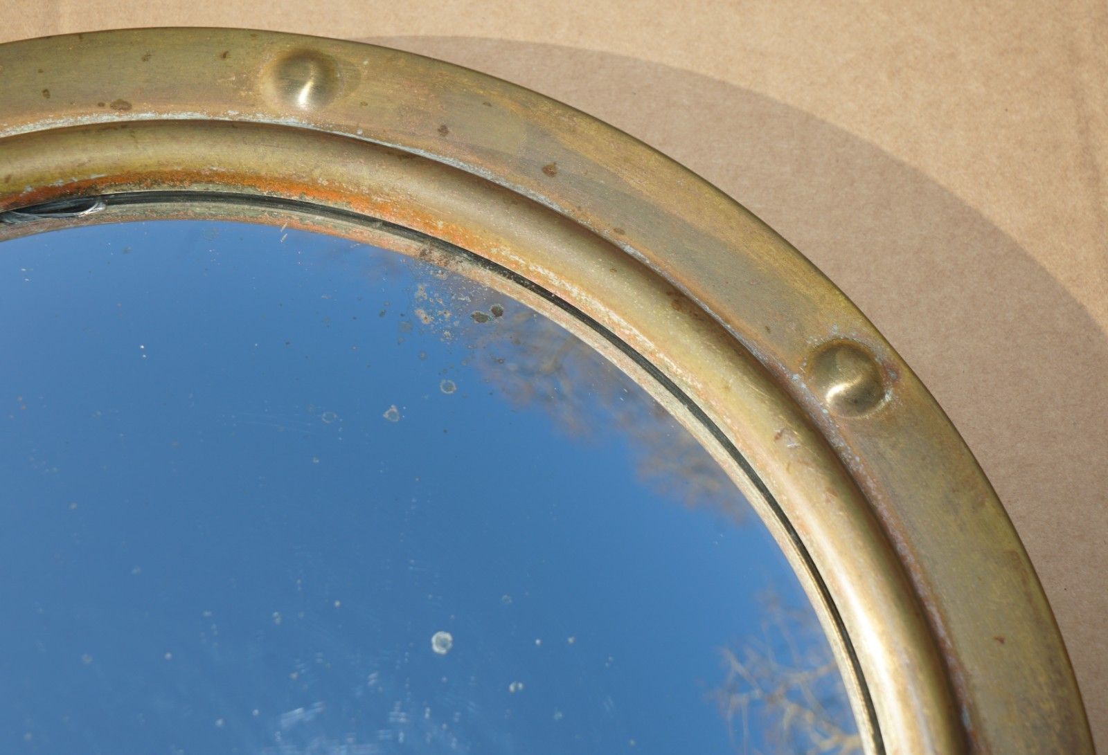 photo furniture Fine & Collectable Antique Victorian Brass Framed Convex Butlers Wall Mirror