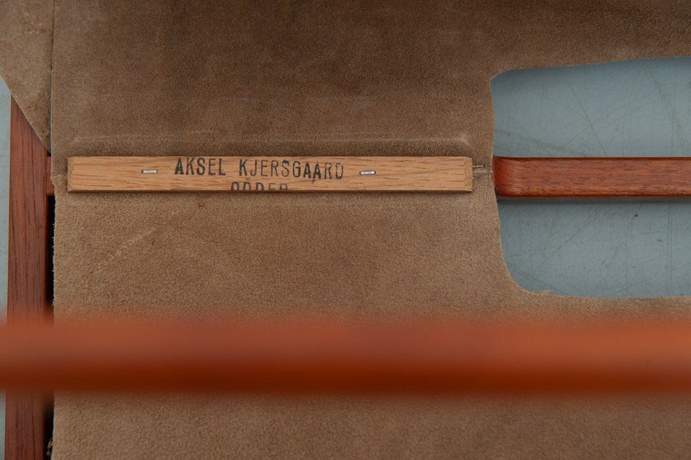 Teak & Leather Magazine Rack By Aksel Kjersgaard, 1960s photo 429.0