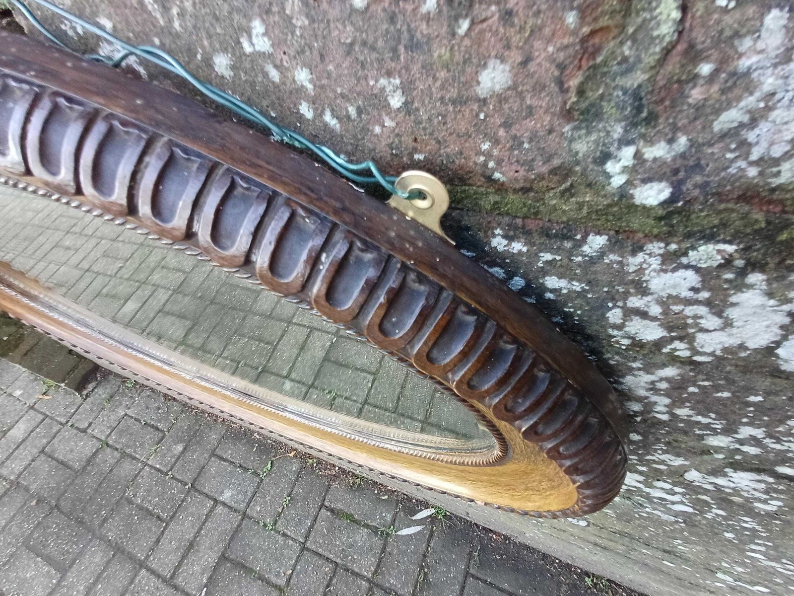 Large Vintage Early 20th Century Oval Wall Mirror Faux Wood Grain Painted Frame Bevelled Glass In Vgc Antique Highly But Subtly Decorative photo buy