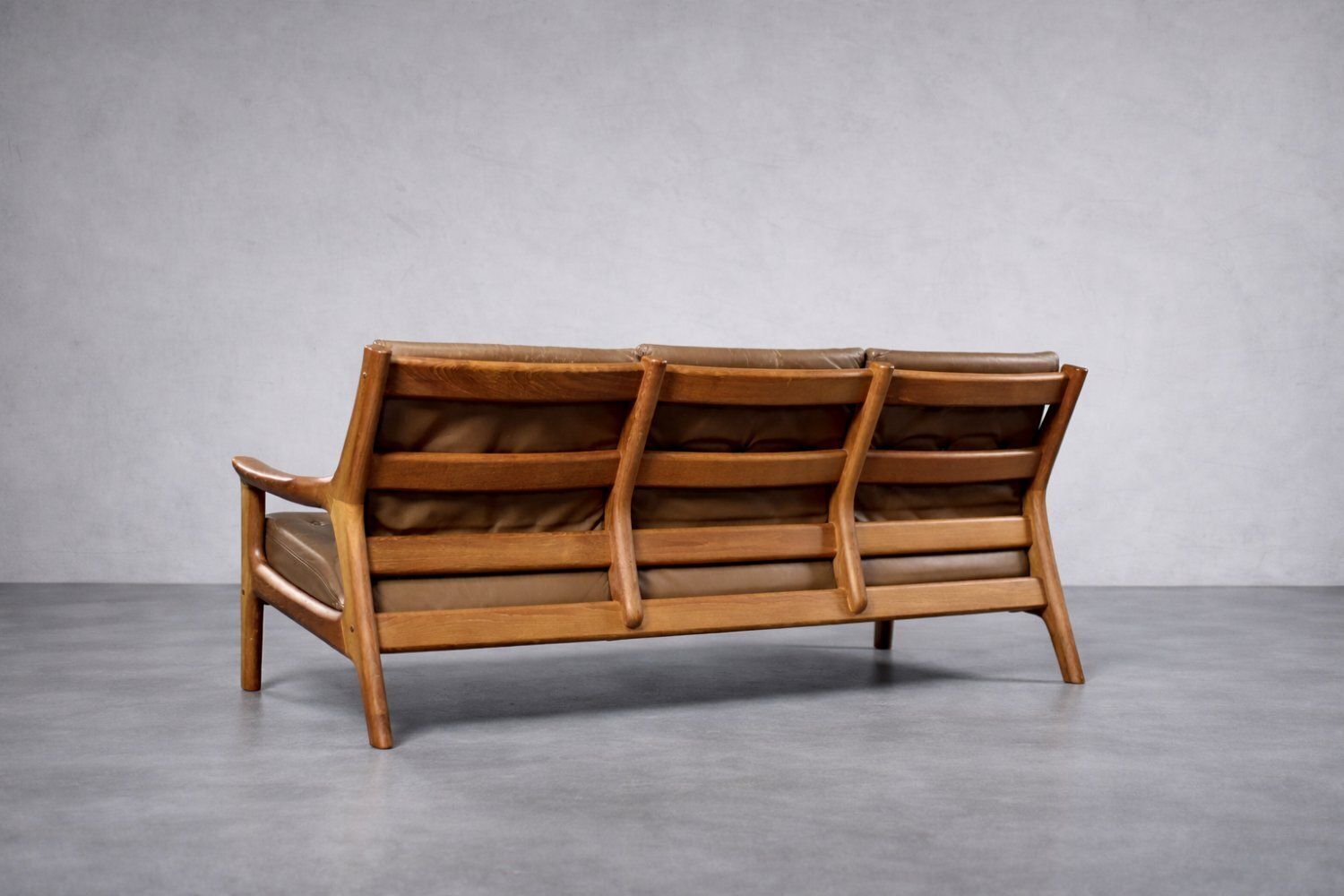 Mid Century Modern Danish Three Seater Sofa In Brown Leather By Georg Thams For A/S Vejen Polstermöbelfabrik, 1960s photo for sale