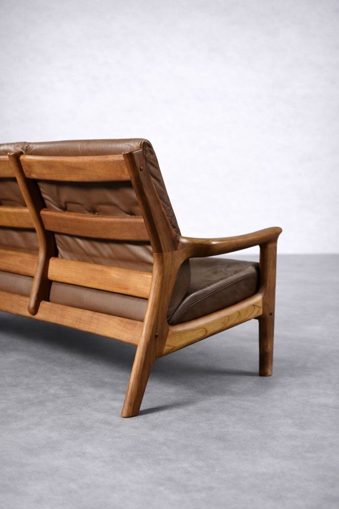 photo furniture Mid Century Modern Danish Three Seater Sofa In Brown Leather By Georg Thams For A/S Vejen Polstermöbelfabrik, 1960s