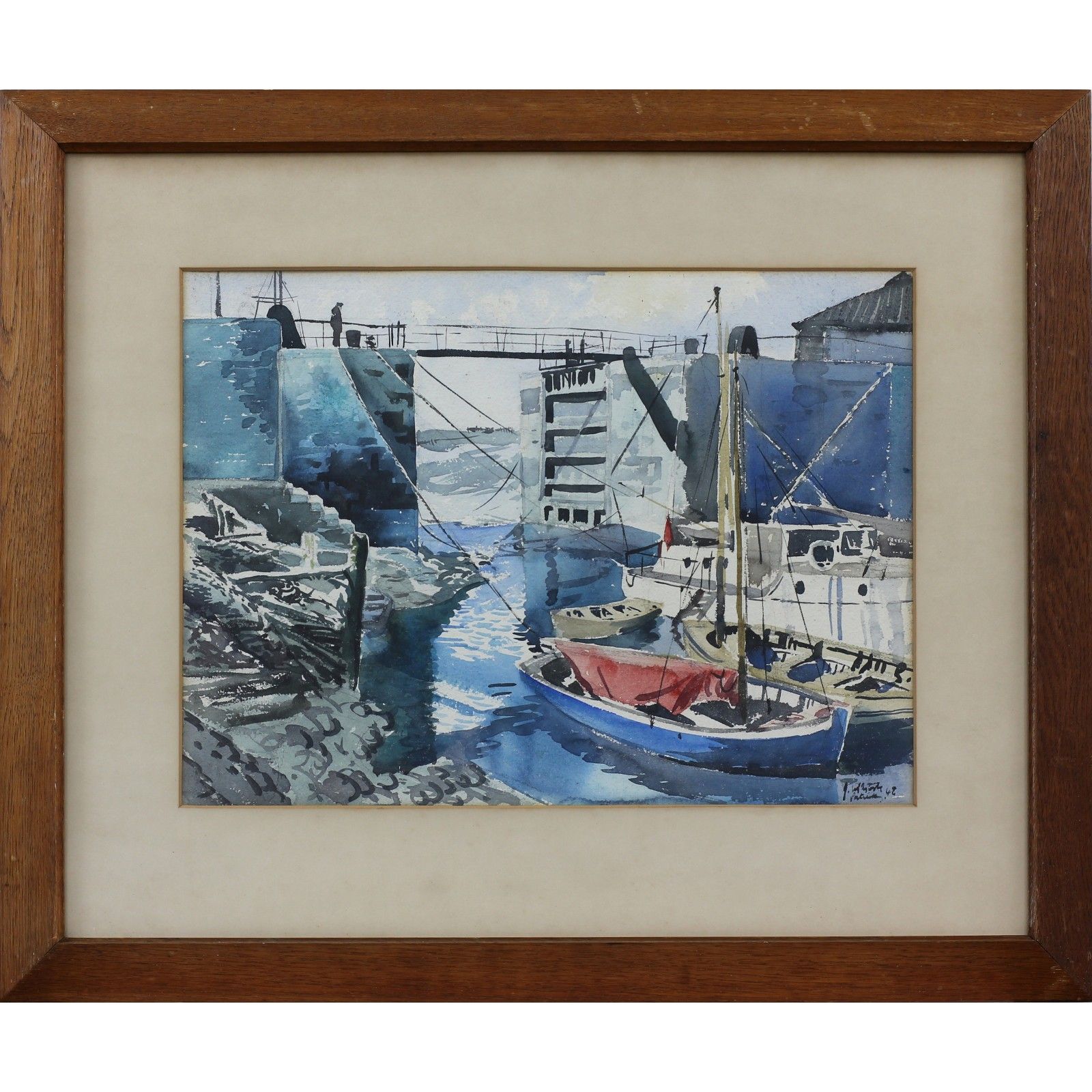 Watercolour On Paper By James McIntosh Patrick. St. Andrews Harbour Gates.