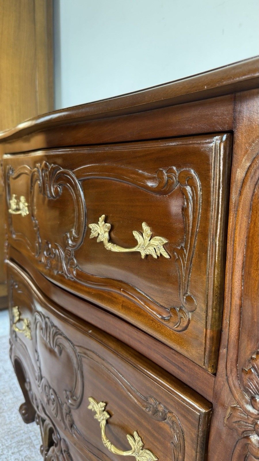 photo buy French Rococo Style Carved Mahogany Chest Of Drawers