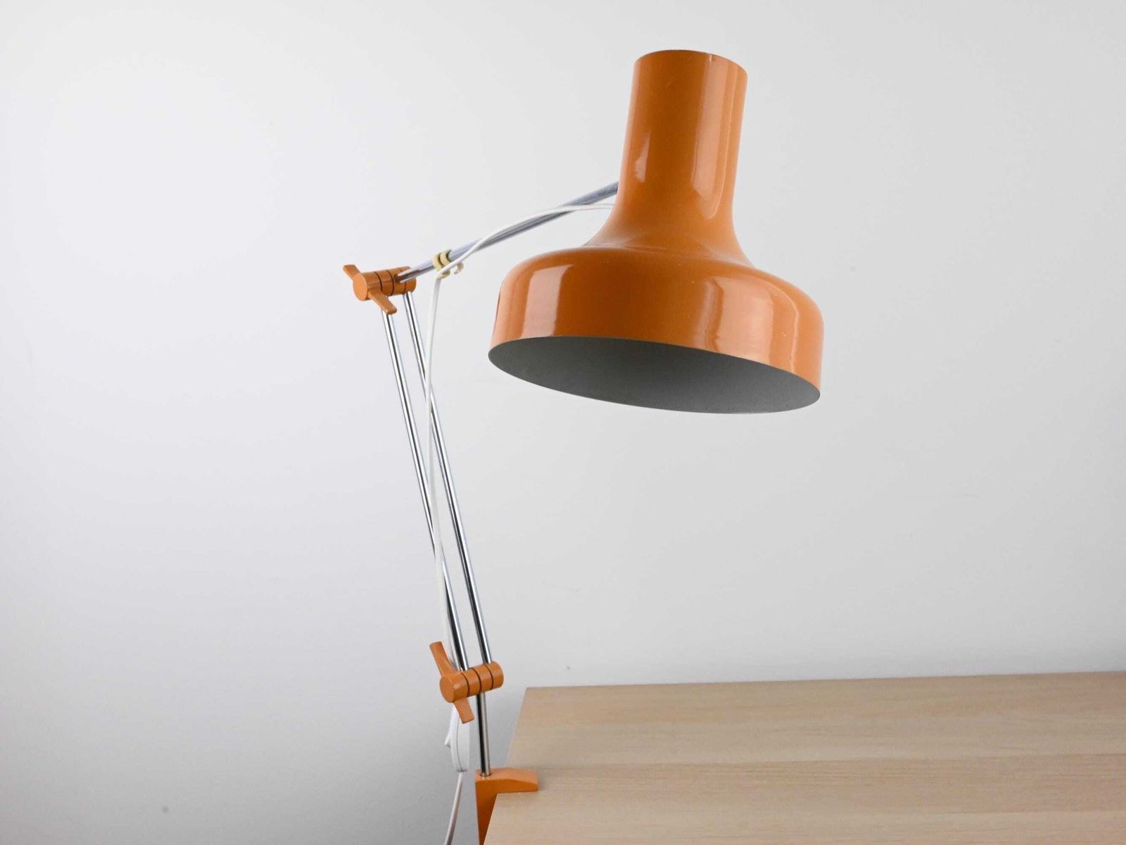 Vintage Napako Industrial Desk Lamp By Josef Hurka, Orange Table Lamp, Josef Hurka Lamp, Industrial Lamp, Architect Lamp, Mid Century Lamp photo vintage