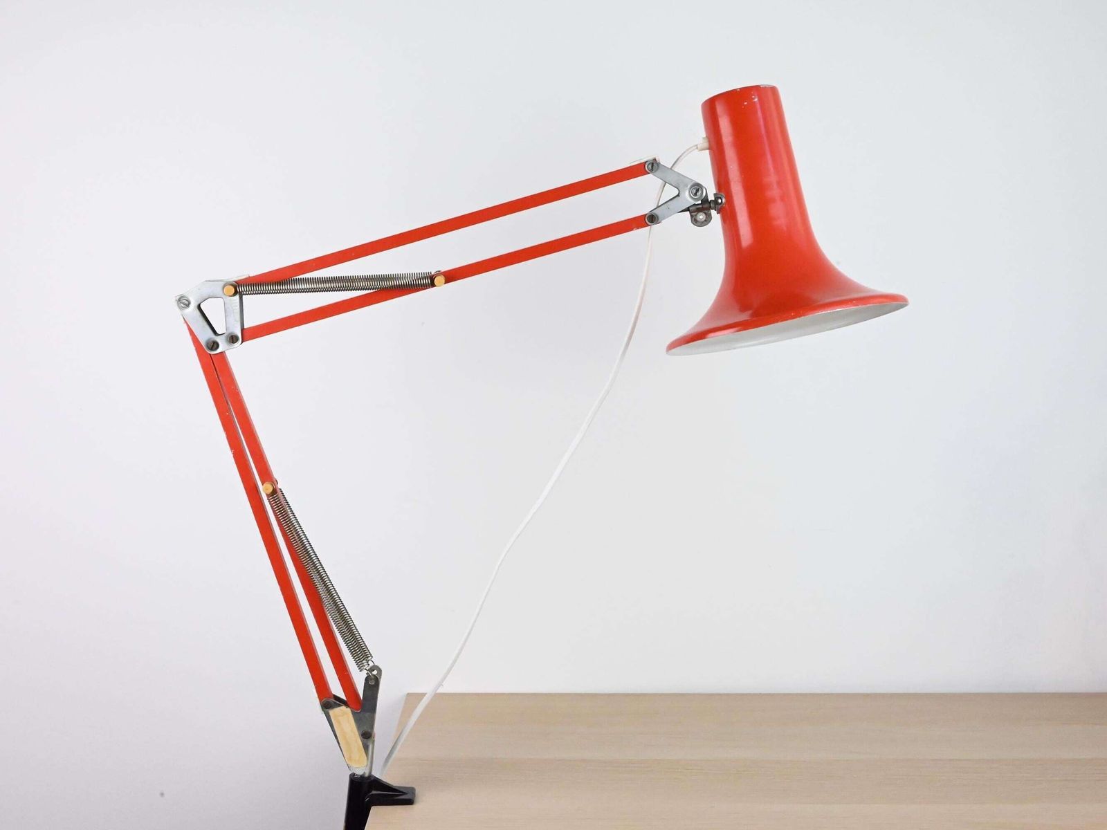 Vintage Szarvasi Hungary Industrial Desk Lamp, Architect Lamp, Orange Desk Lamp, Mid Century Lamp, Mid Century Lighting, Table Lamp photo furniture
