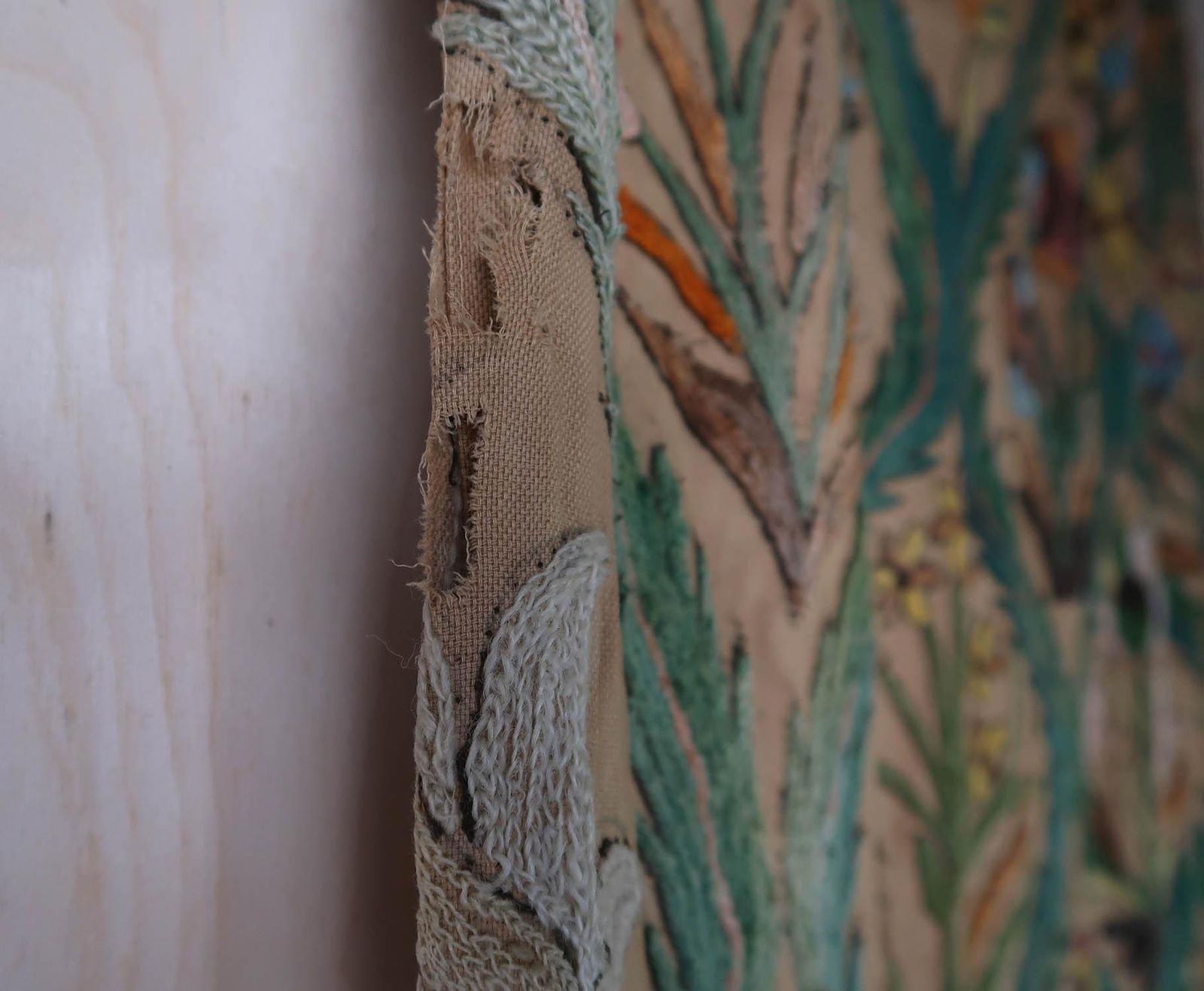 photo furniture Pair Of Antique Arts And Crafts Style Crewel Work Curtains. English C.1900