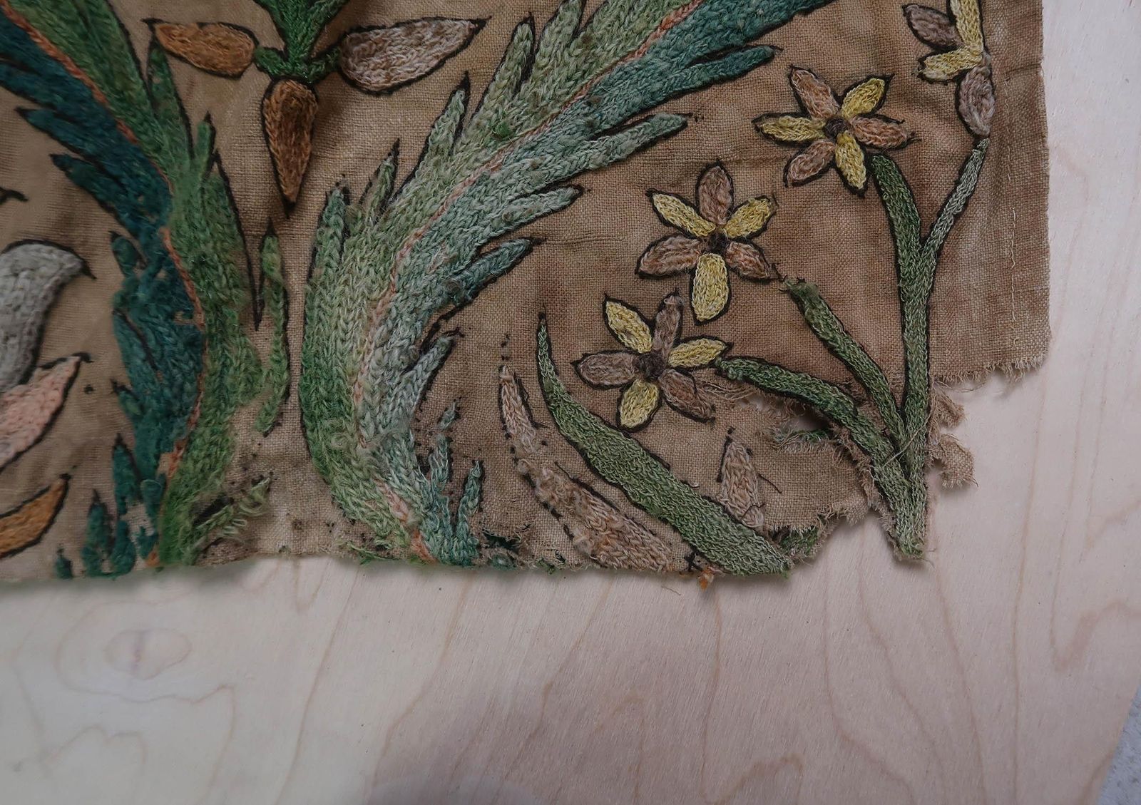 photo buy Pair Of Antique Arts And Crafts Style Crewel Work Curtains. English C.1900