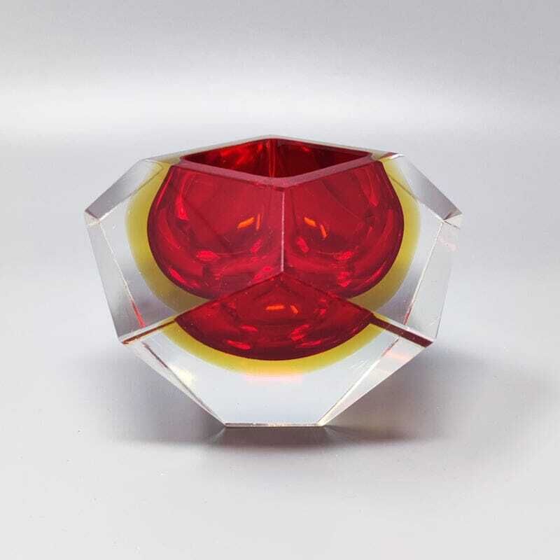 1960s Gorgeous Red And Yellow Ashtray Or Catch All By Flavio Poli For Seguso photo furniture