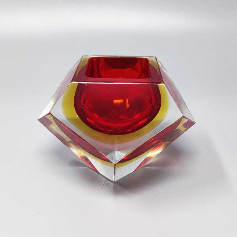 1960s Gorgeous Red And Yellow Ashtray Or Catch All By Flavio Poli For Seguso photo for sale