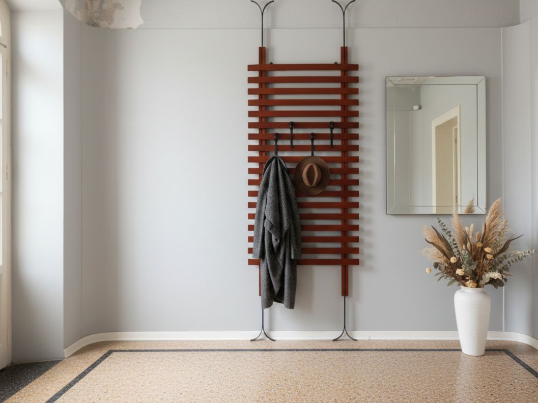 F.Lli Proserpio Mid Century Italian Teak Wall Coat Rack, 1950s