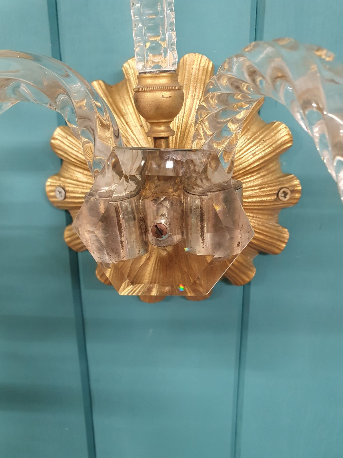 photo furniture Pair Of Early 20th Century Antique Glass And Brass Wall Lights French