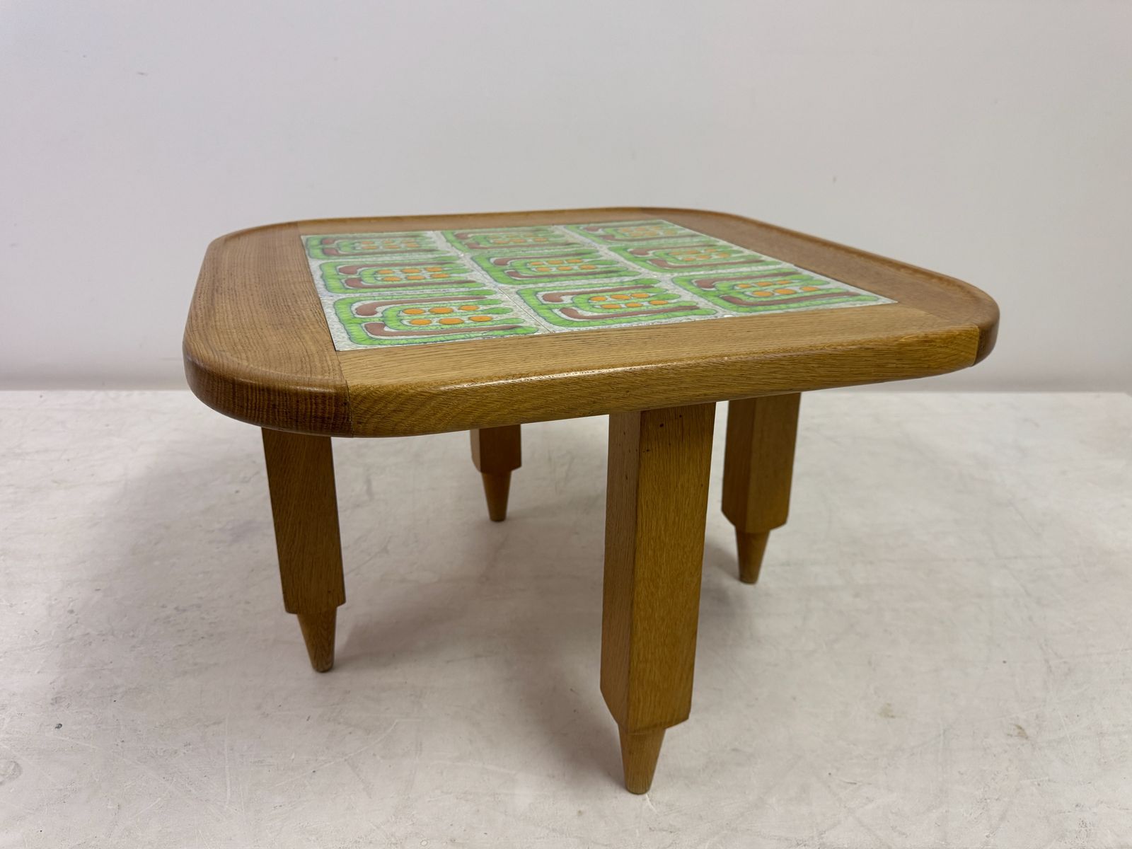 French Oak Coffee Table With Tiled Top By Guillerme Et Chambron For Votre Maison photo buy
