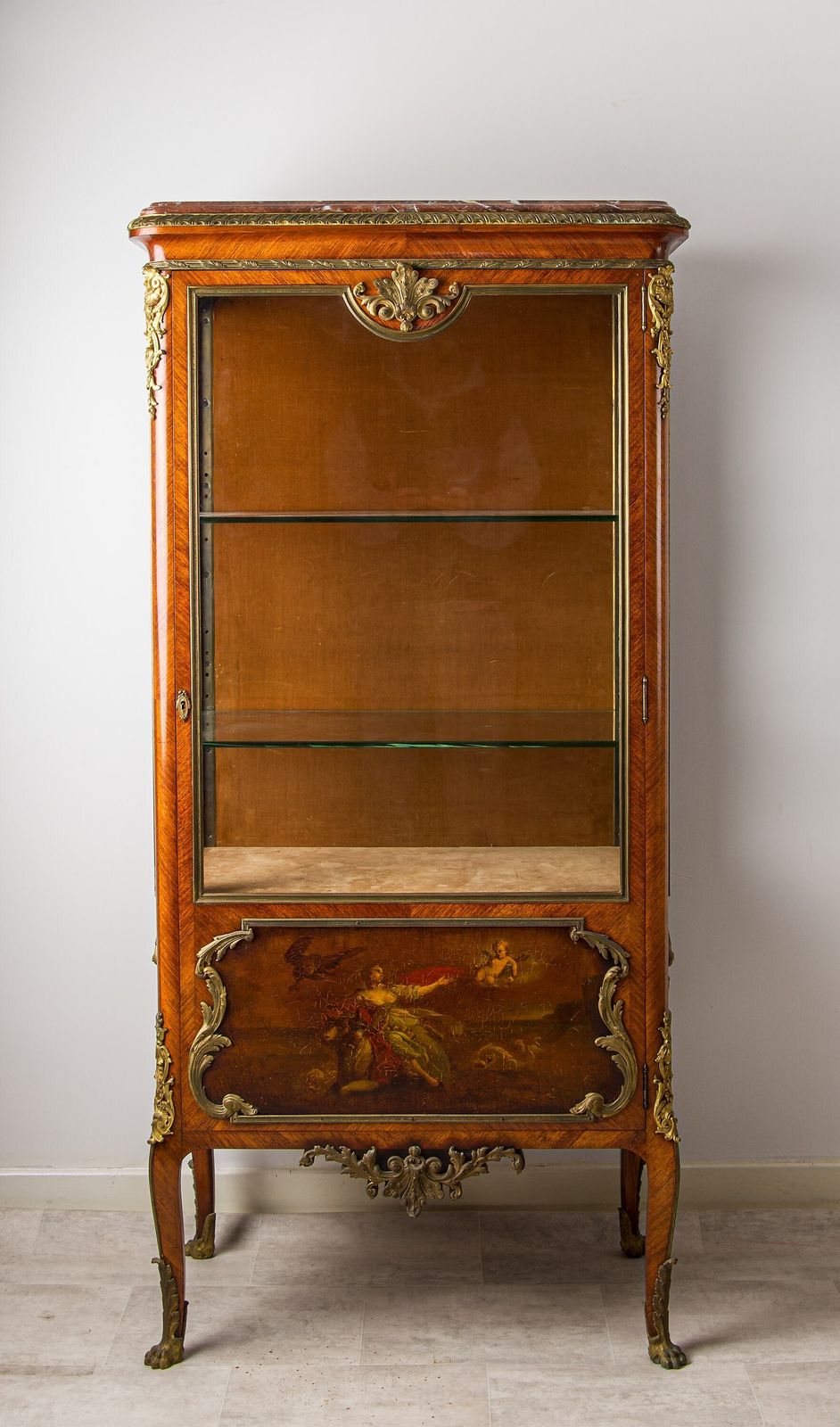 Matched Pair Of 19th Century French Kingwood Vernis Martin Vitrines With Marble Tops photo vinterior