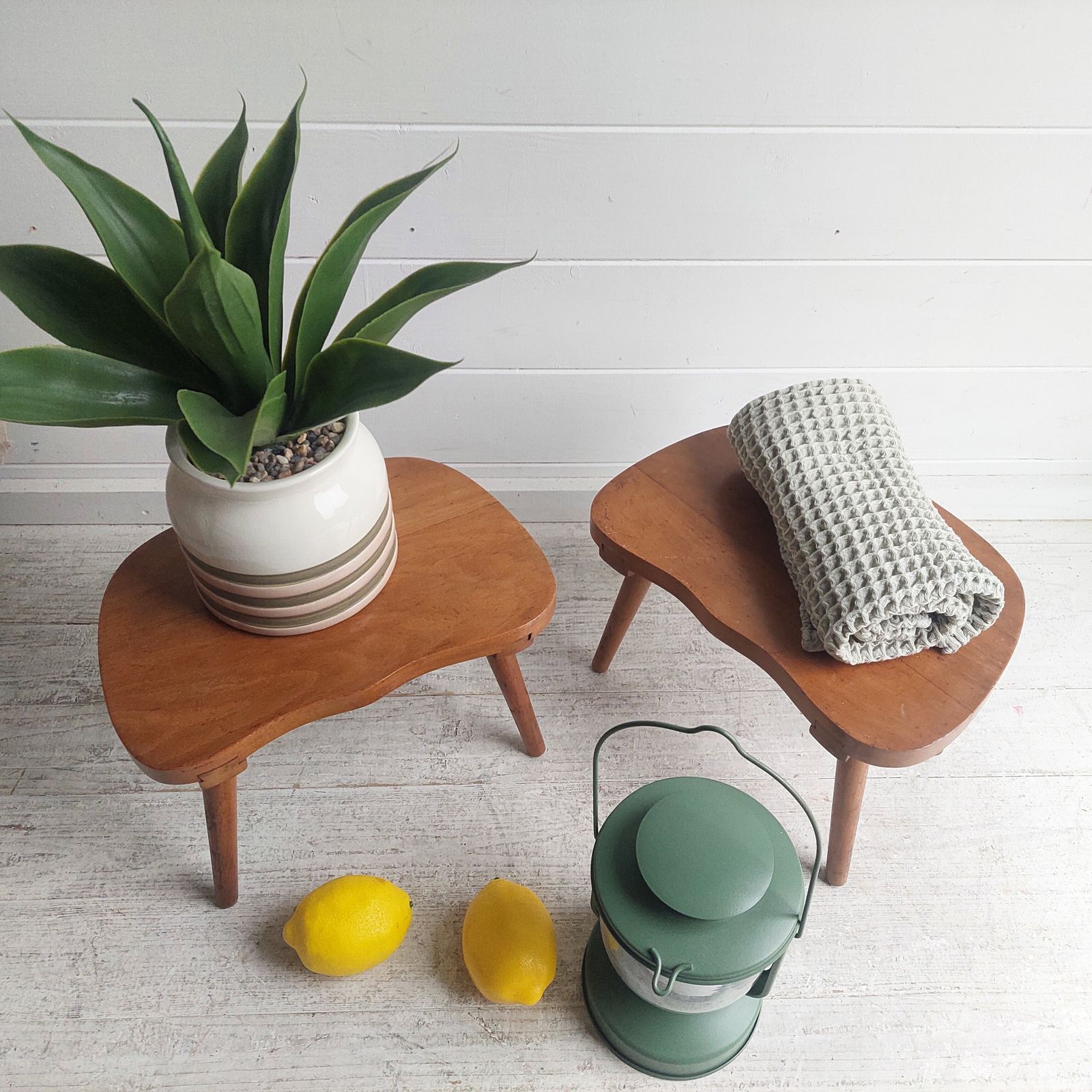 Mid Century Milking Stools Scandinavian Handmade Step Stool Planter Yugoslavia 50s Set Of 2 photo Furniture