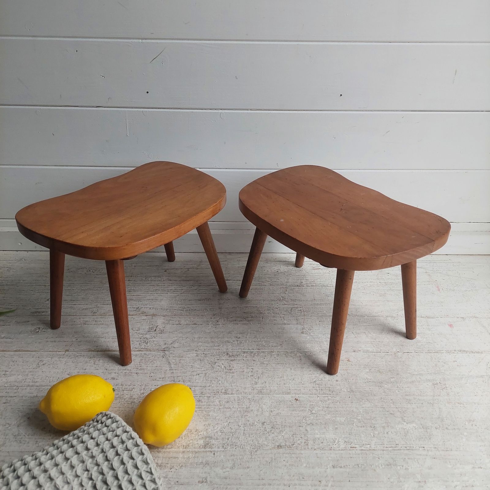 Mid Century Milking Stools Scandinavian Handmade Step Stool Planter Yugoslavia 50s Set Of 2 photo buy