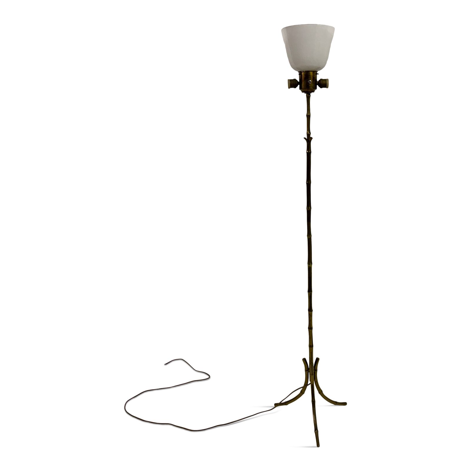 Mid Century Brass Faux Bamboo Floor Lamp