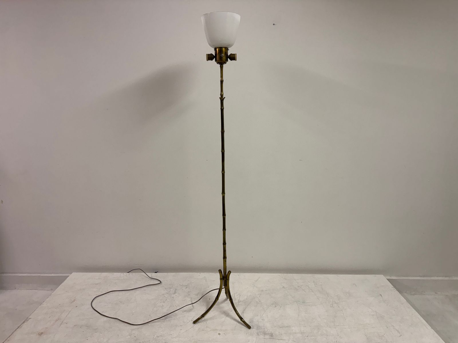 photo furniture Mid Century Brass Faux Bamboo Floor Lamp