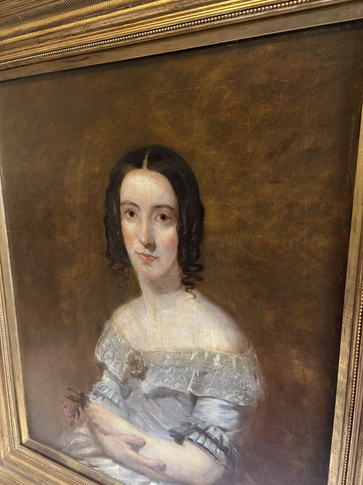 Portrait Of A Lady, Oil On Canvas In A Gilded Frame. Mid 19th Century photo 695.0