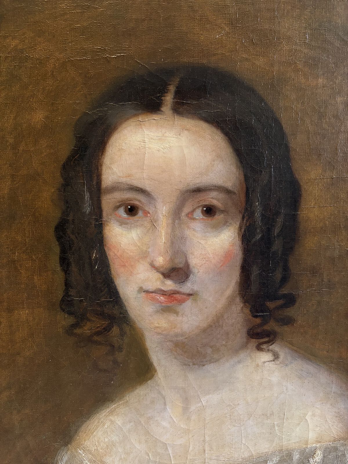 Portrait Of A Lady, Oil On Canvas In A Gilded Frame. Mid 19th Century photo vinterior
