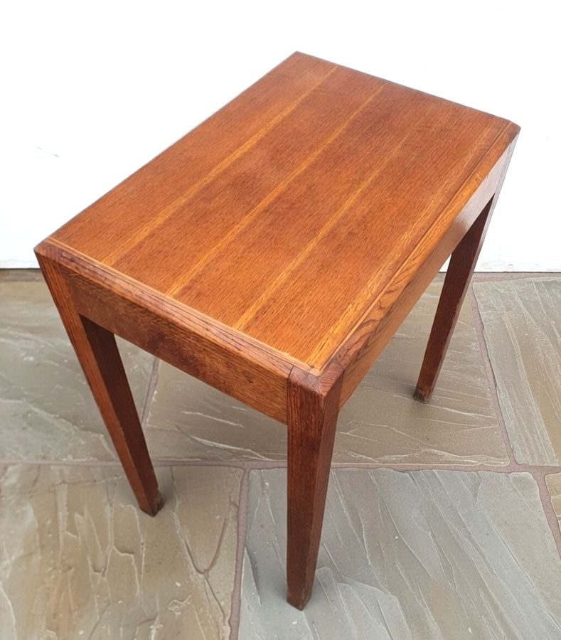 A Simple Oak Arts And Crafts / Art Deco Cotswold Style Side Table photo 145.0
