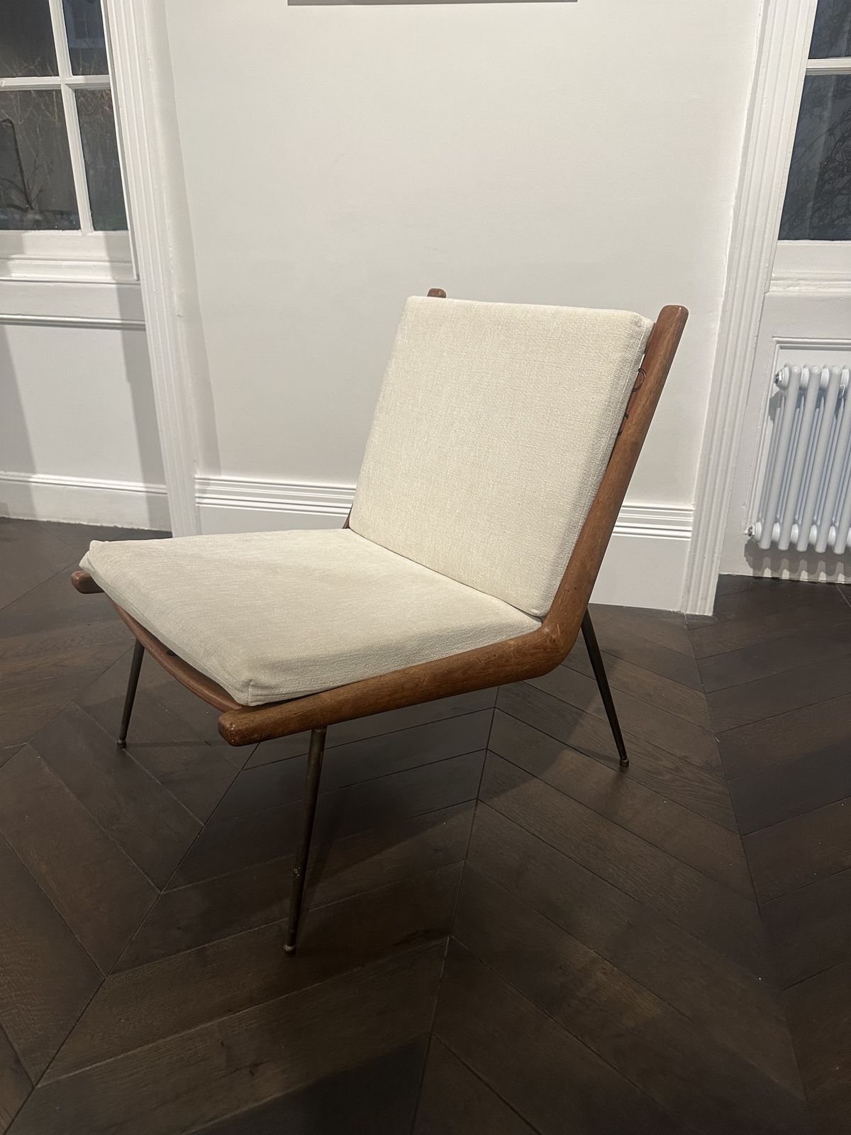 France & Son Fd134 1950's Teak And Brass Boomerang Chair Designed By Hvidt & Mølgaard Hm1 Boomerang Chair