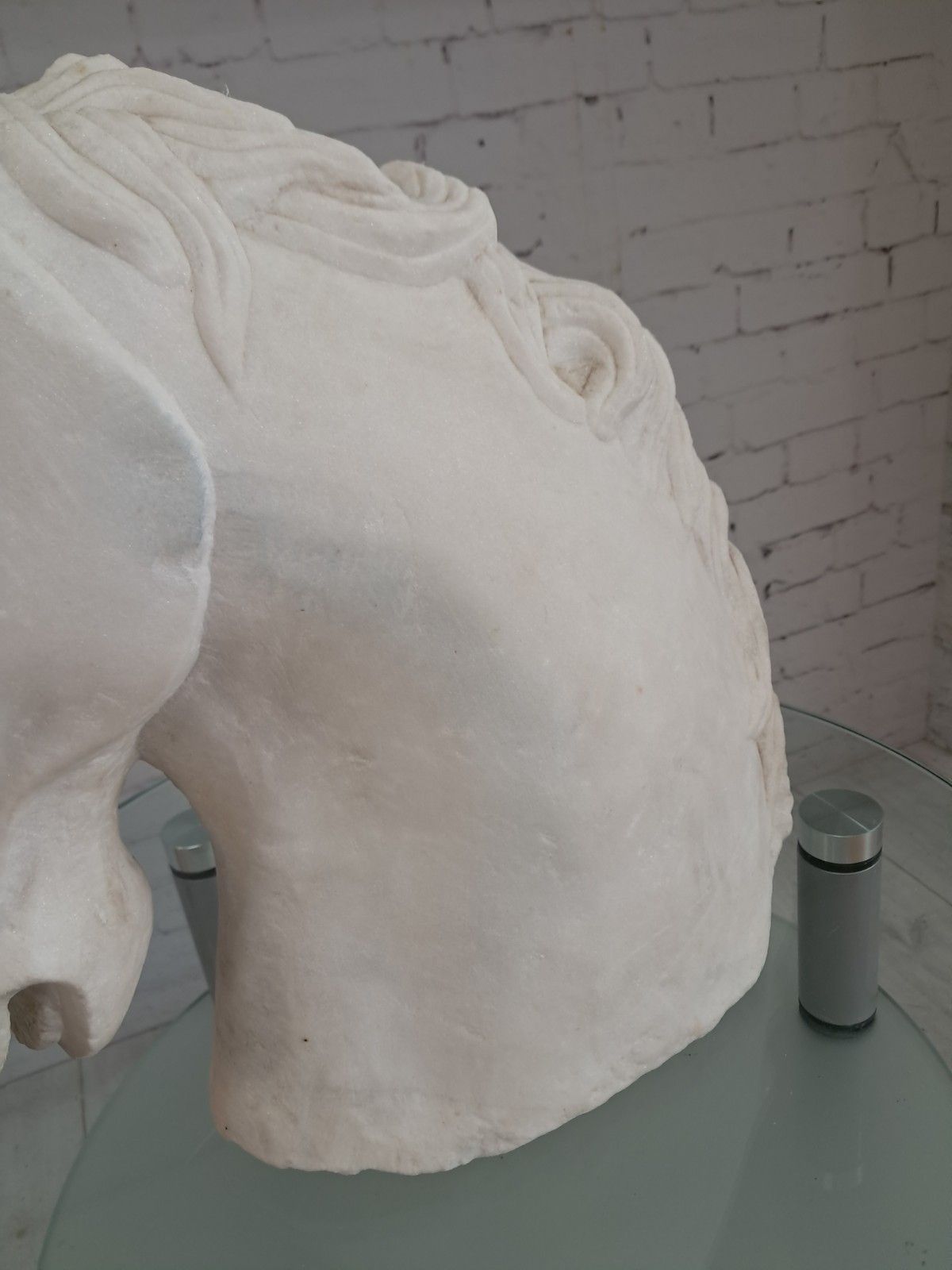 photo furniture Vintage Large Horse Head Bust Sculpture White Marble Ancient Greek Style 35cm