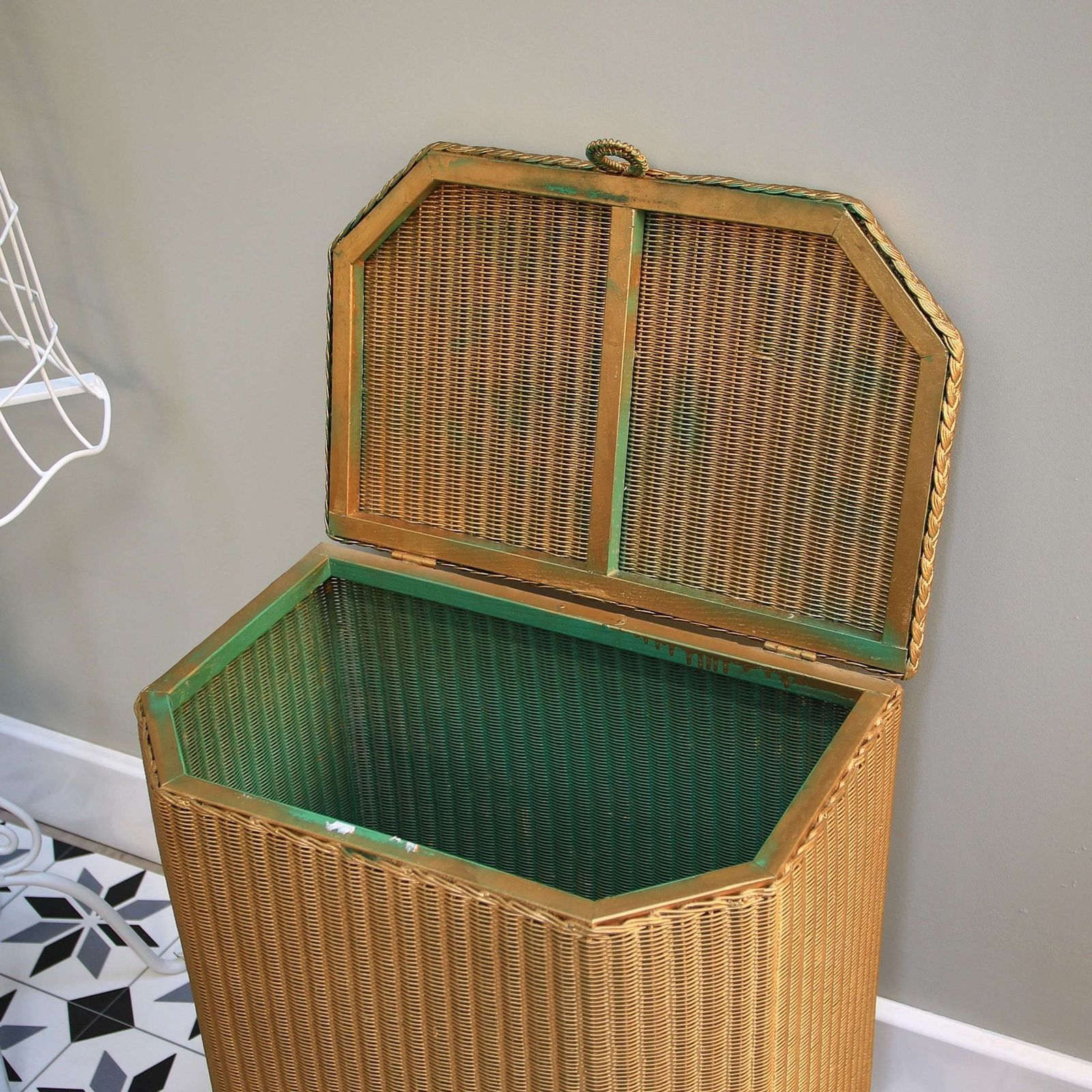 Lloyd Loom Lusty Chair And Linen Basket In Gold photo 140.0