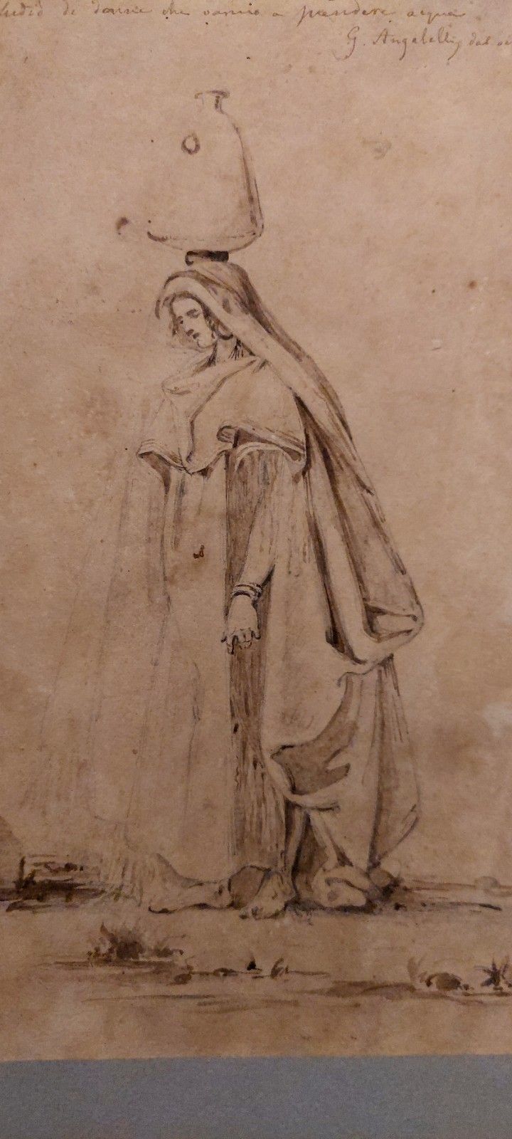 Giuseppe Angelelli 1803 1844. Pencil Drawing On Paper, Signed Sketch photo for sale