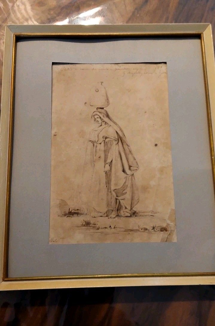 photo furniture Giuseppe Angelelli 1803 1844. Pencil Drawing On Paper, Signed Sketch