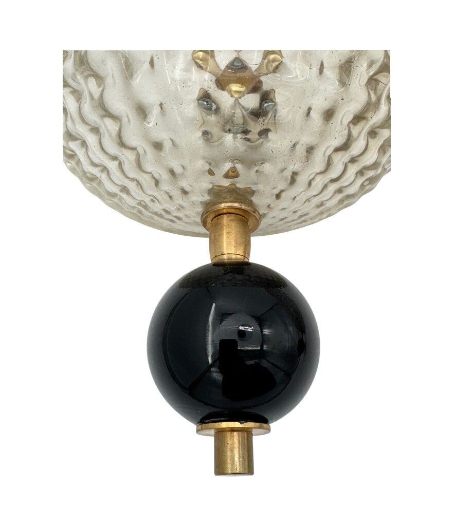 A Pair Of Art Deco Style Smoked Murano Glass Wall Sconces With Black Glass Detail. photo vintage