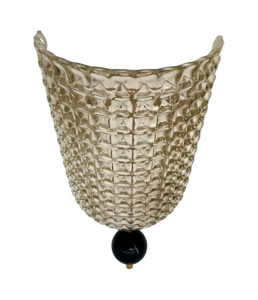 Lighting A Pair Of Art Deco Style Smoked Murano Glass Wall Sconces With Black Glass Detail. photo