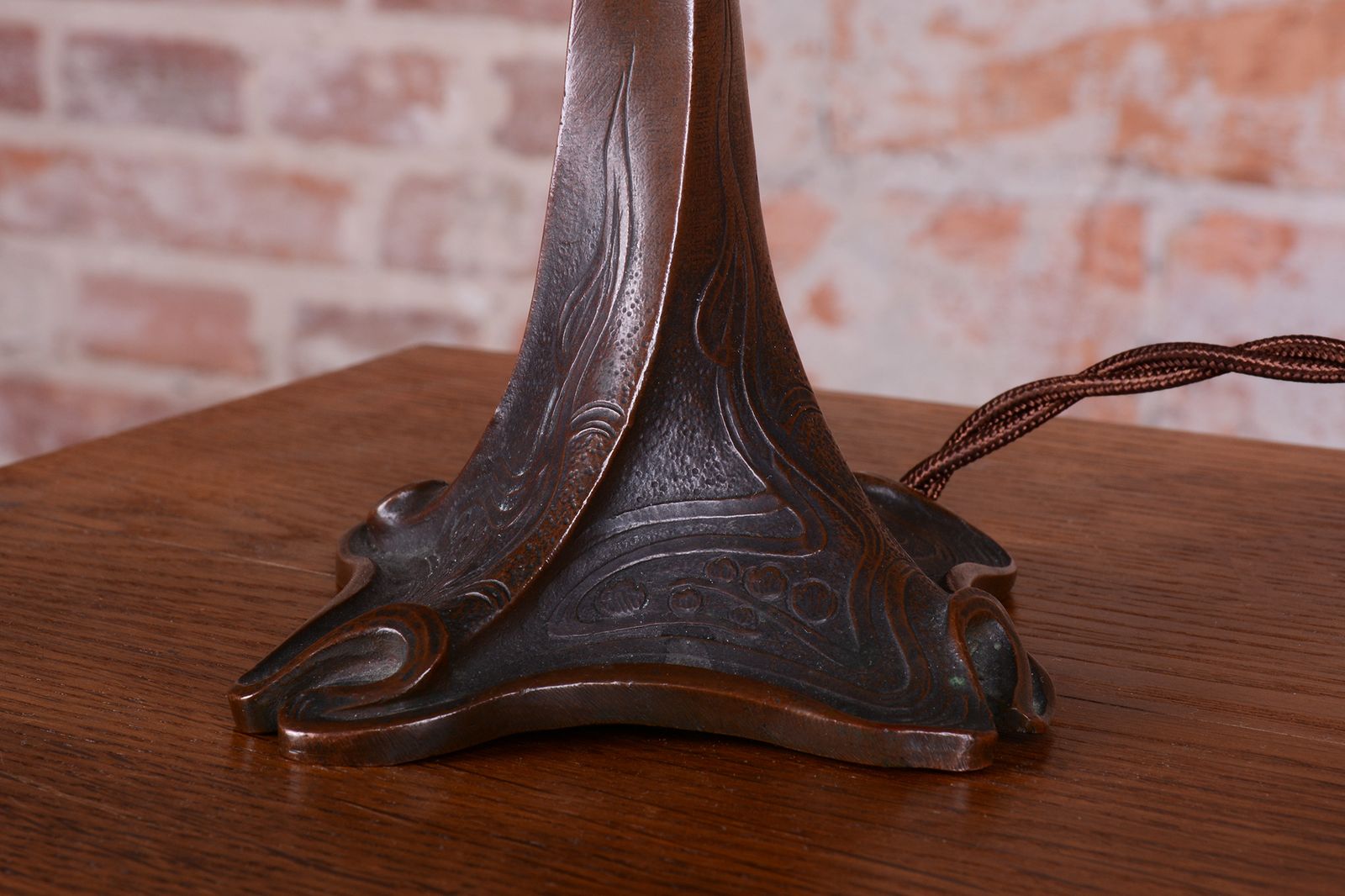 Original Art Nouveau Table Lamp, Brass, Textile Lampshade, Austria, 1910s photo buy