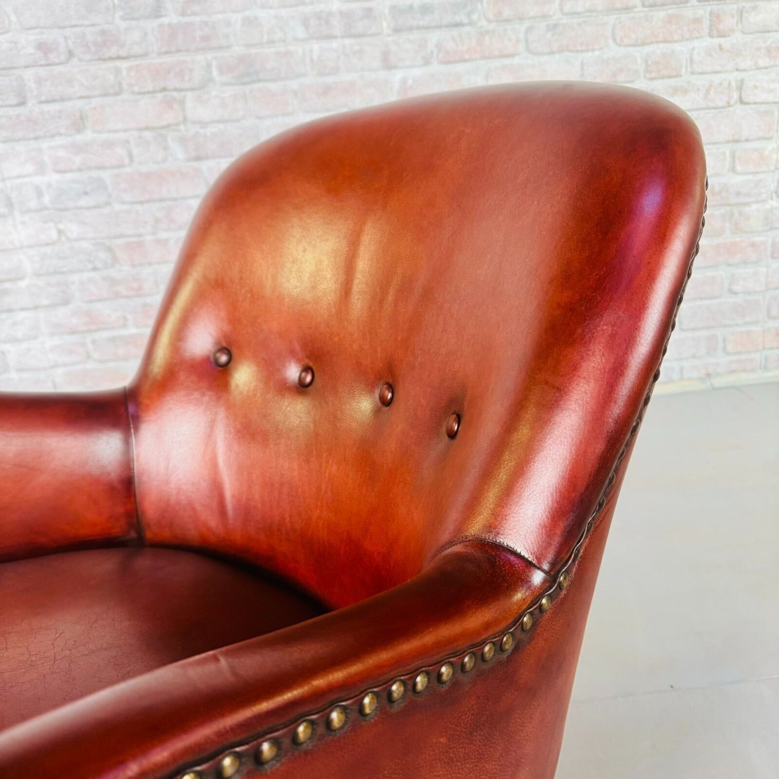 Neat Danish Vintage 1930s Leather Armchair – Hand Dyed Chestnut Patina #A800 photo 875.0