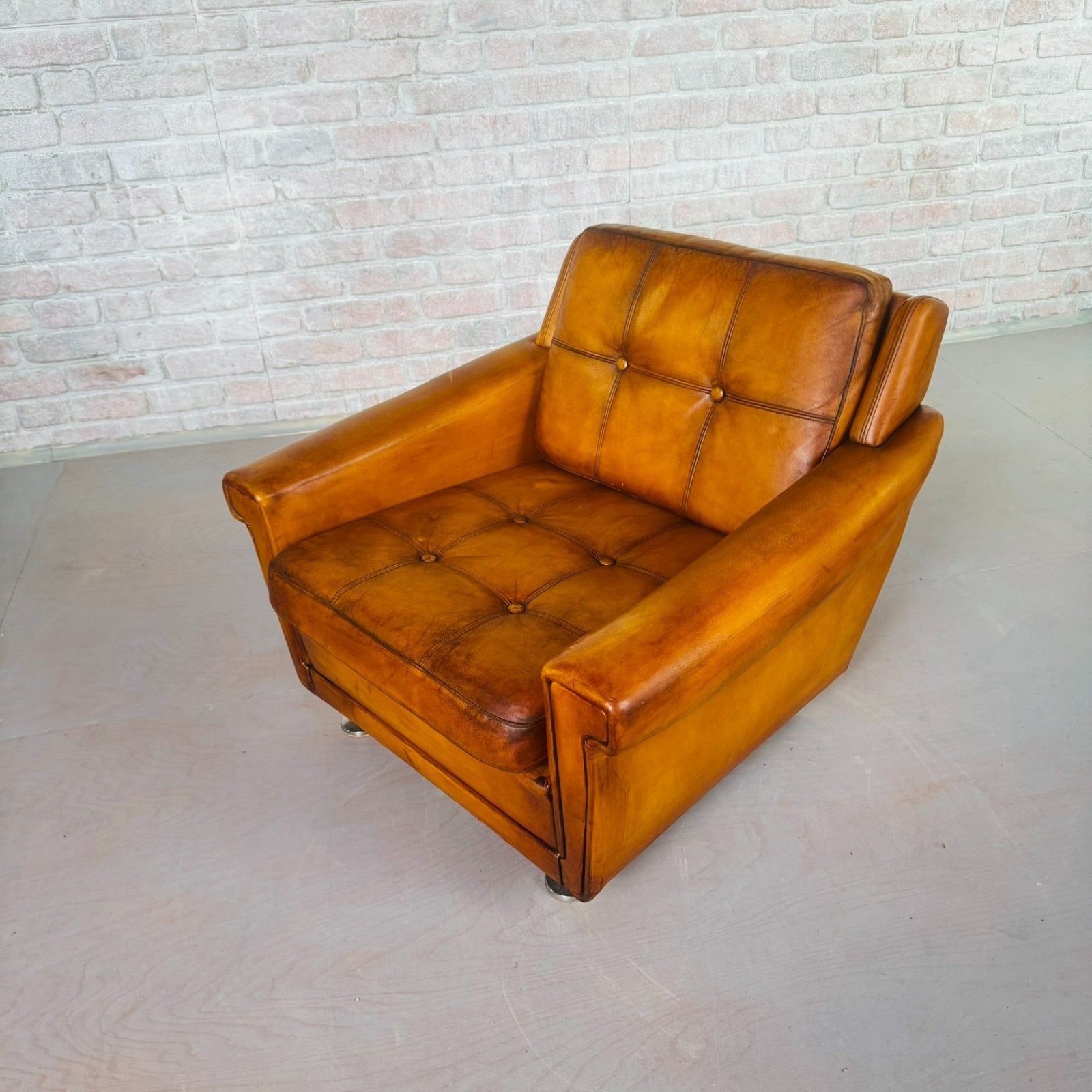 Vintage Danish Tan Leather Armchair By Svend Skipper #A807 photo buy