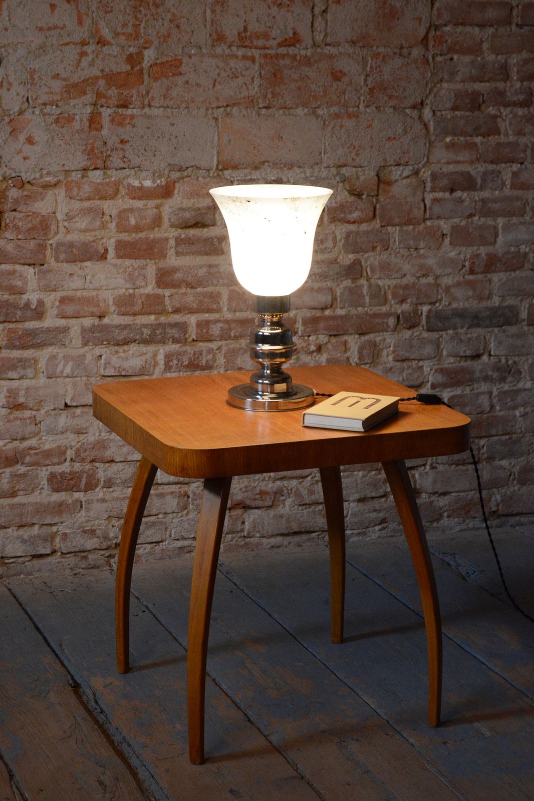 photo for sale Restored Art Deco Table Lamp, Chrome Plated Steel, Glass, Czech, 1920s