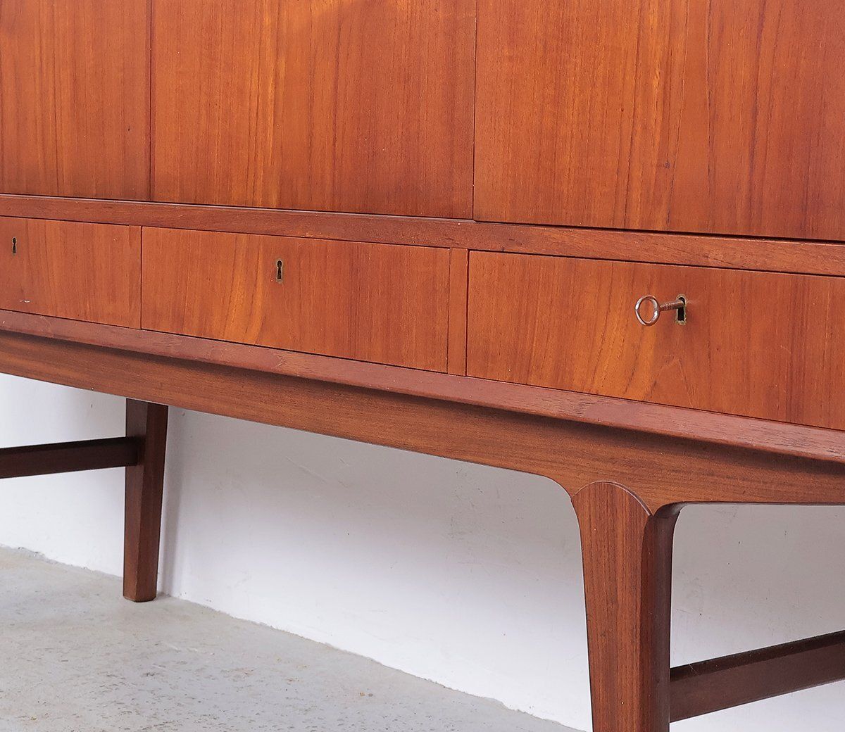 Furniture Vintage Danish Teak Highboard, 1960s photo