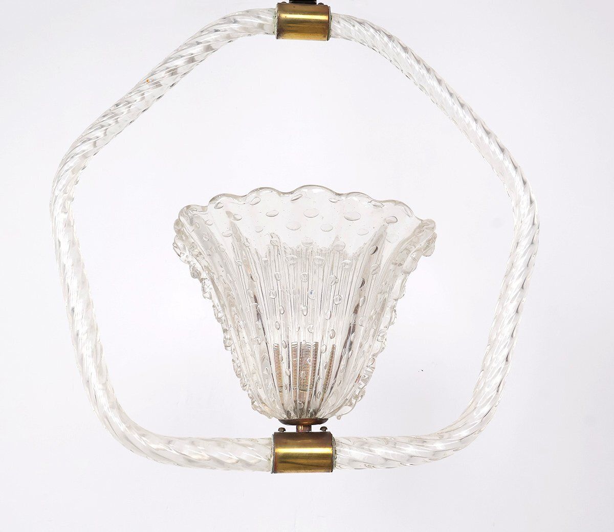 Vintage Murano Glass Pendant Lamp By Ercole Barovier For Barovier & Toso, 1940s photo buy