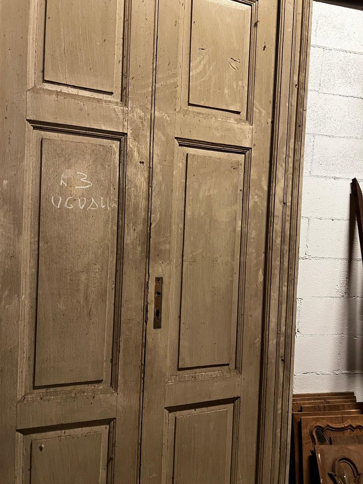 Set Di N. 3 Porte In Legno Laccato, Complete Di Telaio A Doppia Ala, Italia photo vintage
