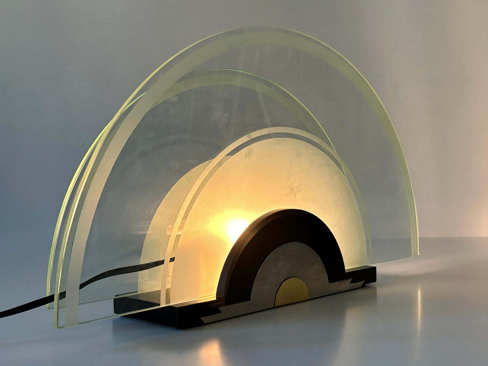 Rare Postmodern Table Lamp 'Rising Sun' By Metalarte Spain 1980s photo vintage