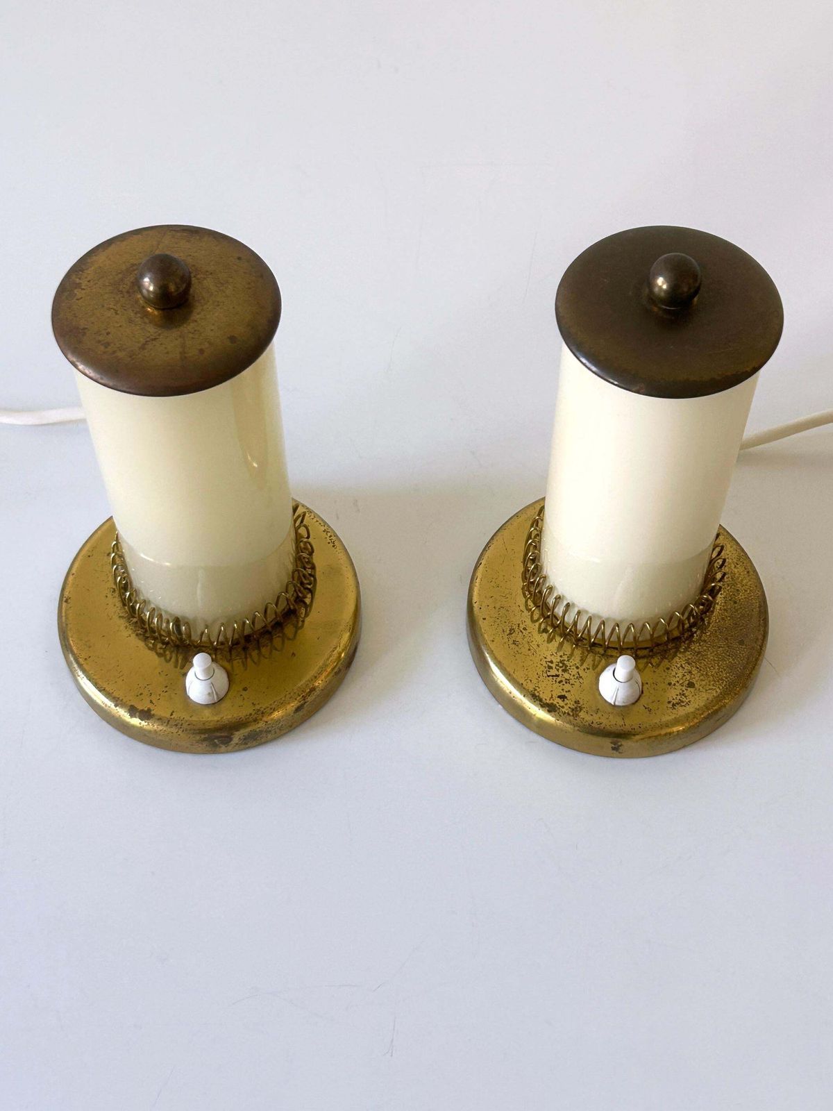 photo vinterior Set Of Two Lovely Mid Century Modern Bedside Table Lamps Germany 1950s